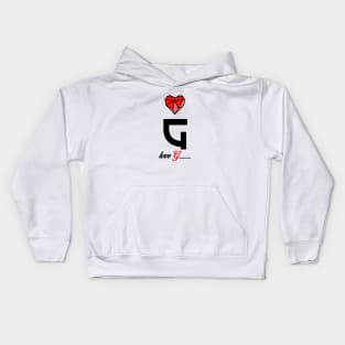 Initial love letter G for valentine Kids Hoodie